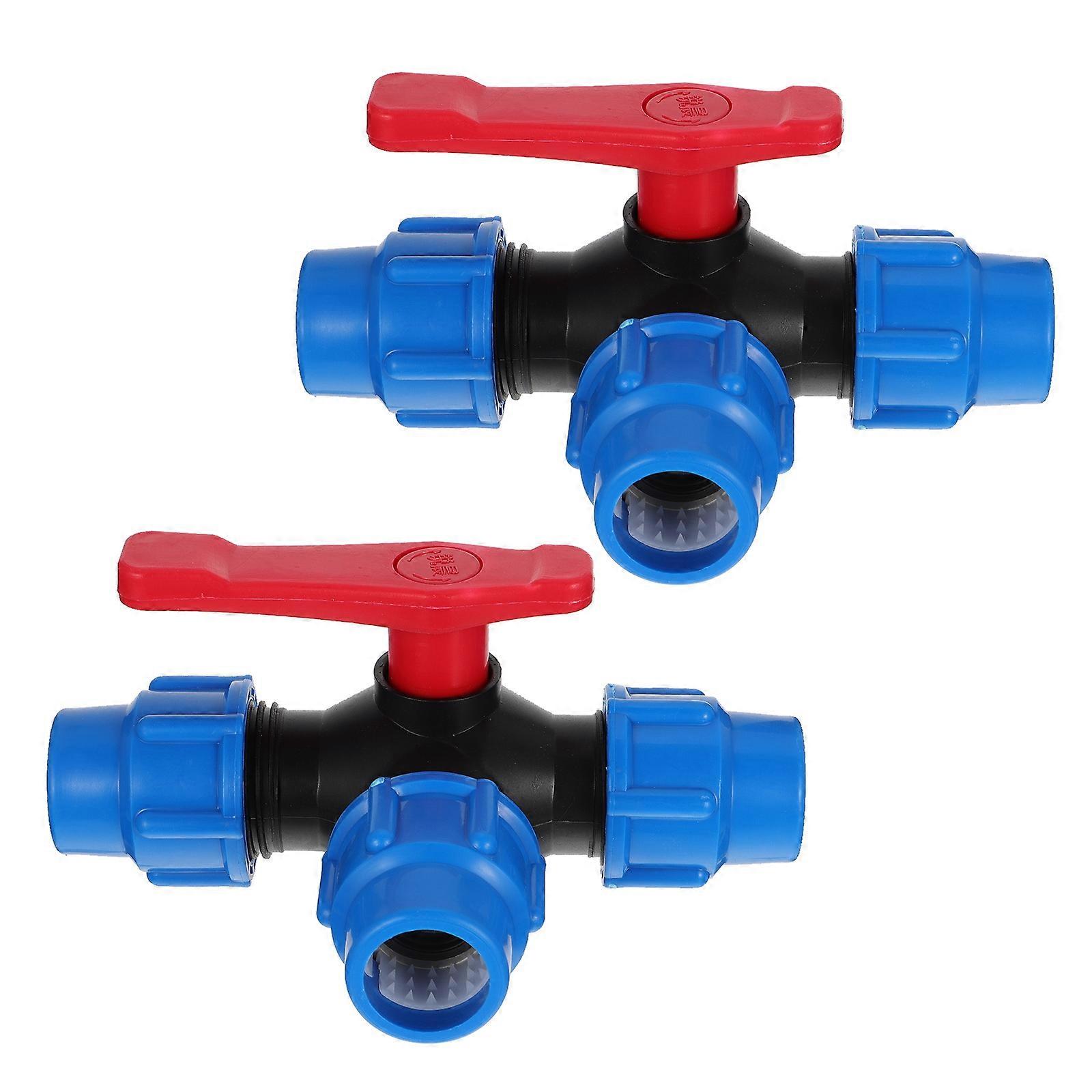Agricultural Irrigation Pipe Connector Tee Adapter 4Pcs Blue Set