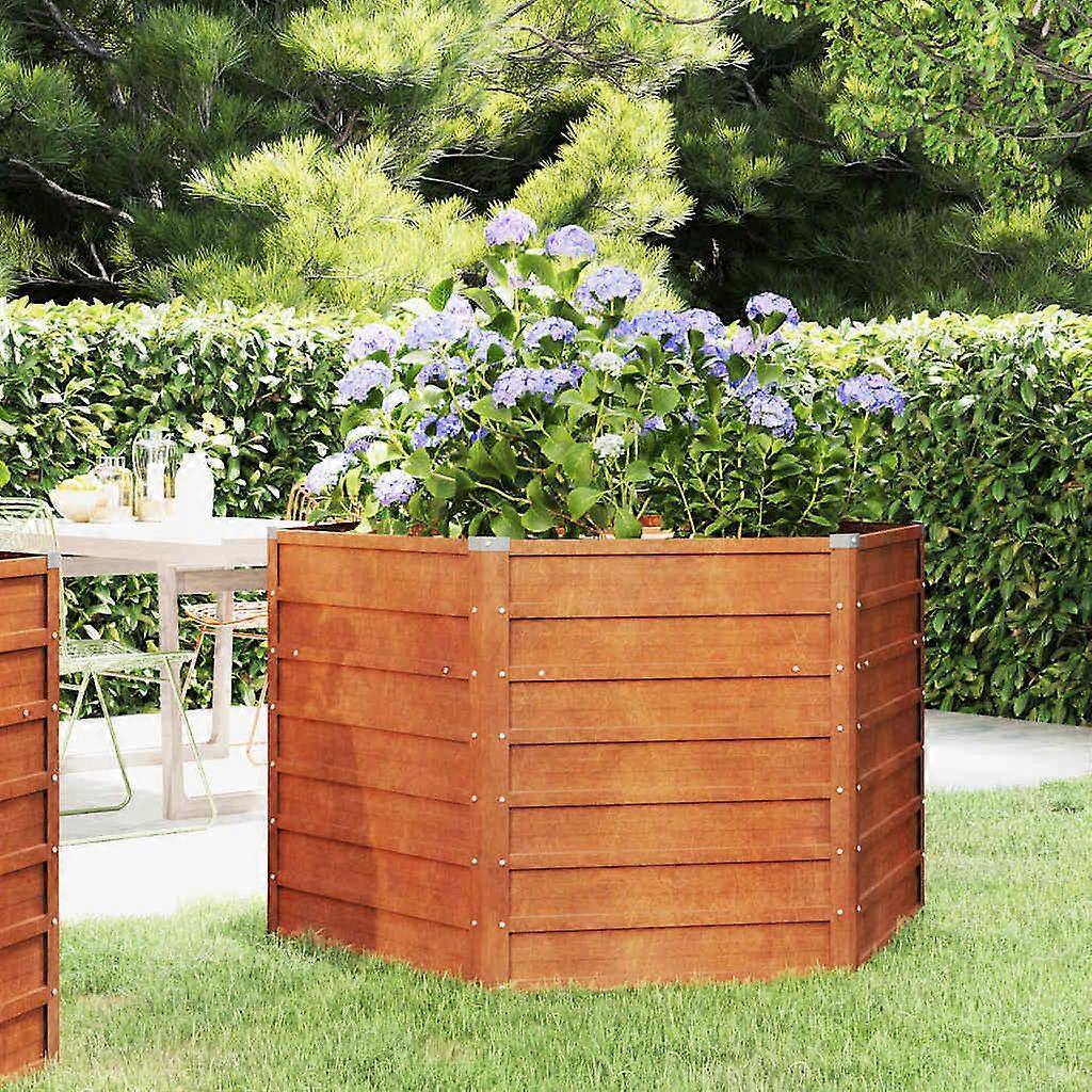 Rusty raised bed 129x129x77 cm Corten steel, SKU: 151947
