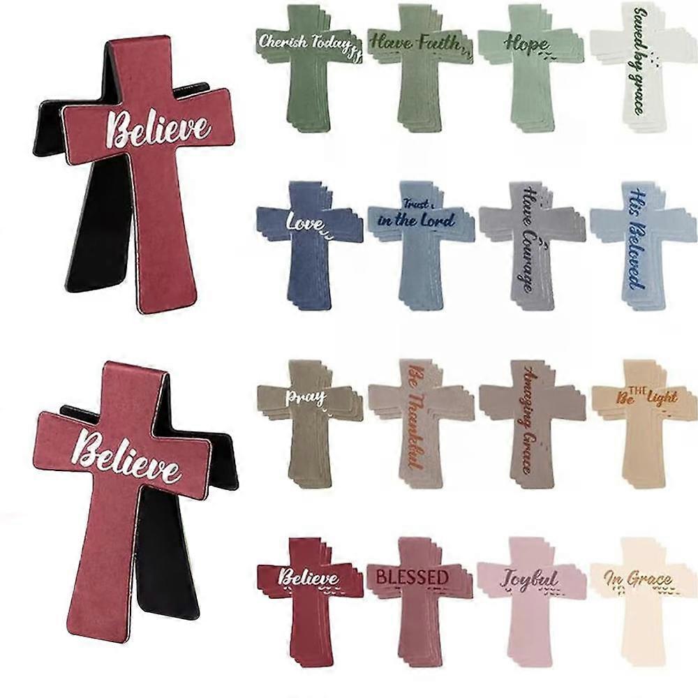 Cross Shaped Leather Magnetic Bookmark Reading Locator