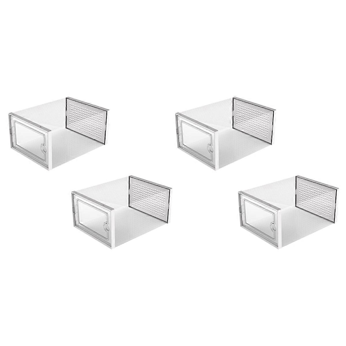 Shoe Storage Box, Transparent Shoe Storage Boxes Stackable, White