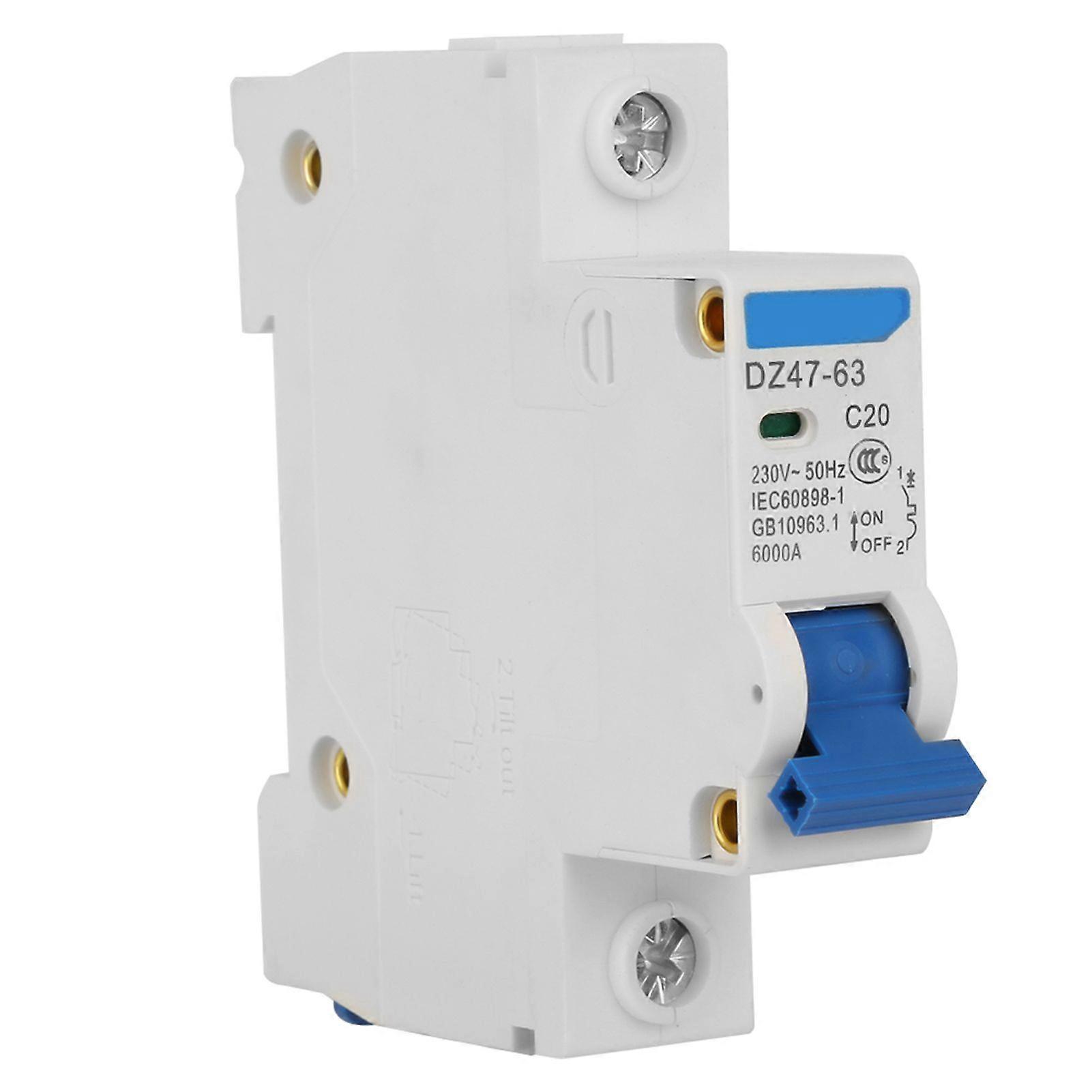 1P Miniature Circuit Breaker For Small Power Generation System DZ47-63 230V 20A