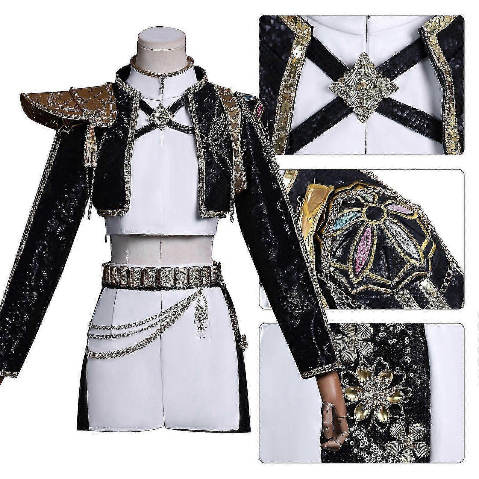 Kpop デーモンハンターズルミコスプレコスチュームセットハロウィンパーティーファンシードレスレディースブラック_c