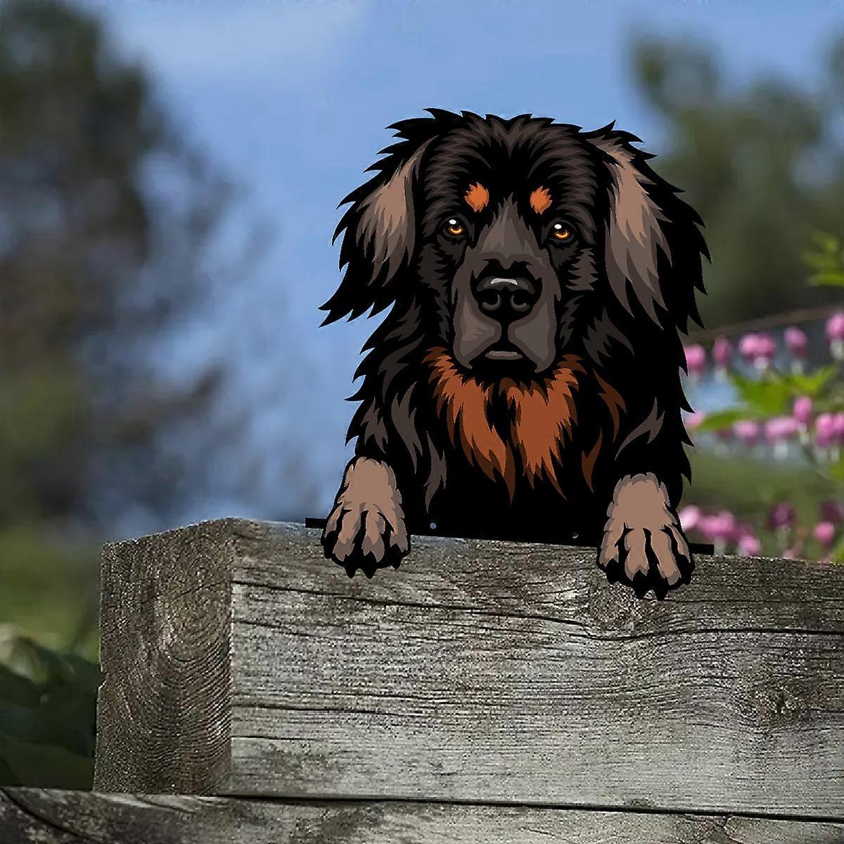 1PC Decorative Metal Dog Fence Decor Ornament Sculpture for Garden Backyard Patio