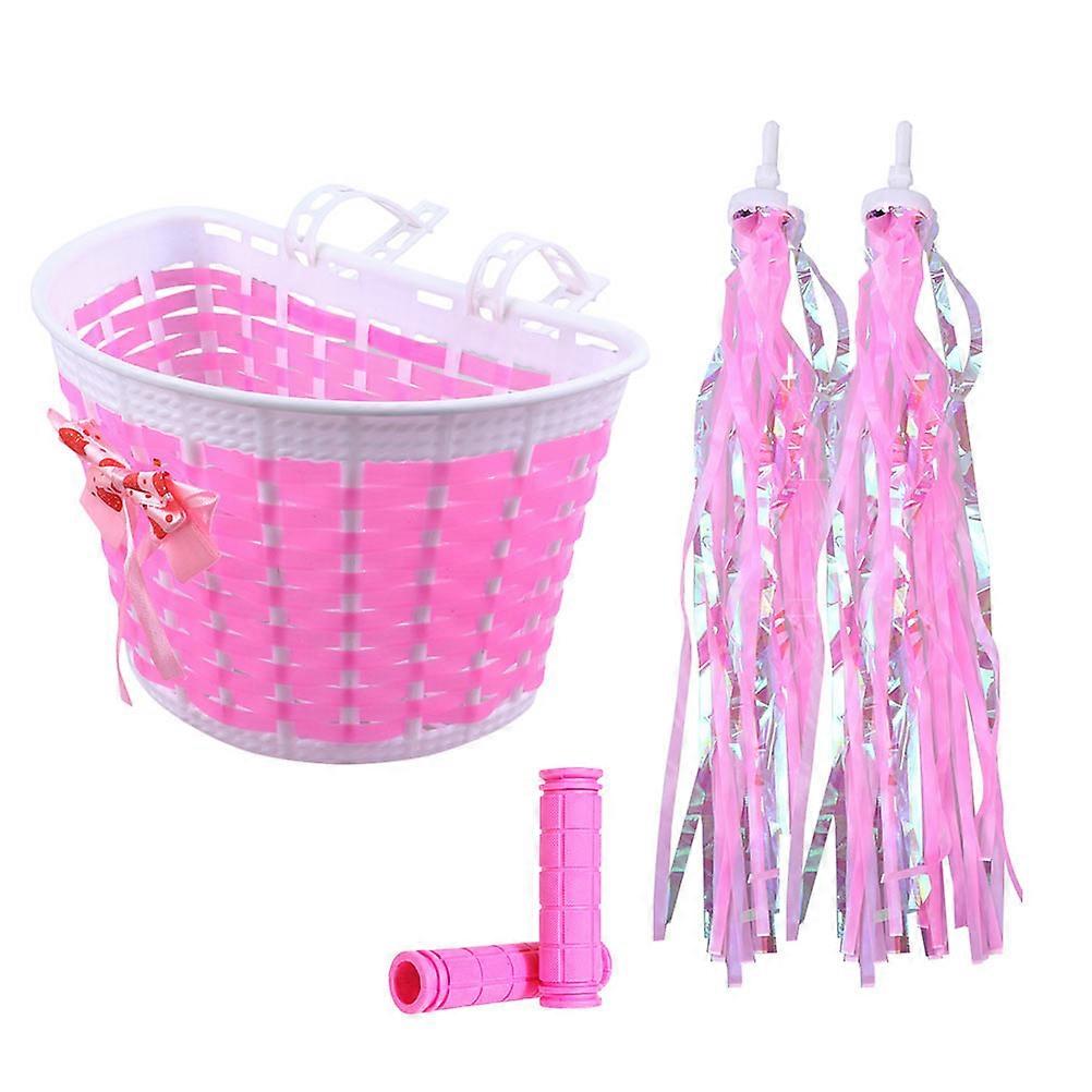 Kids Bike Basket Streamers Handlebar Covers for 2Sets Pink Bike Supplies