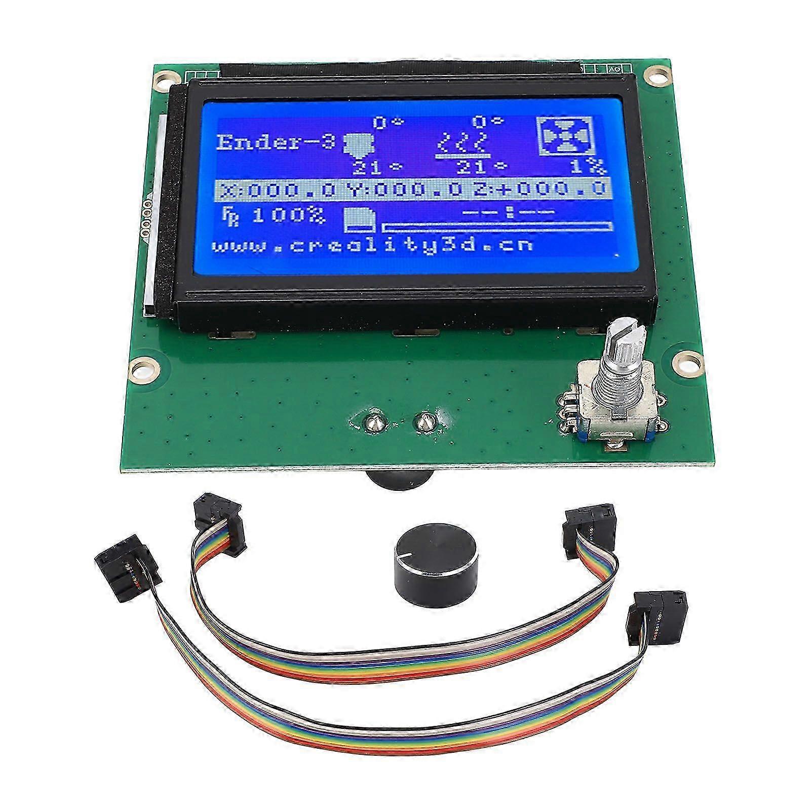 25-26 3D Printer LCD Display Metal PC 12864 LCD Display Screen with 2 Cable and Knob for CR10