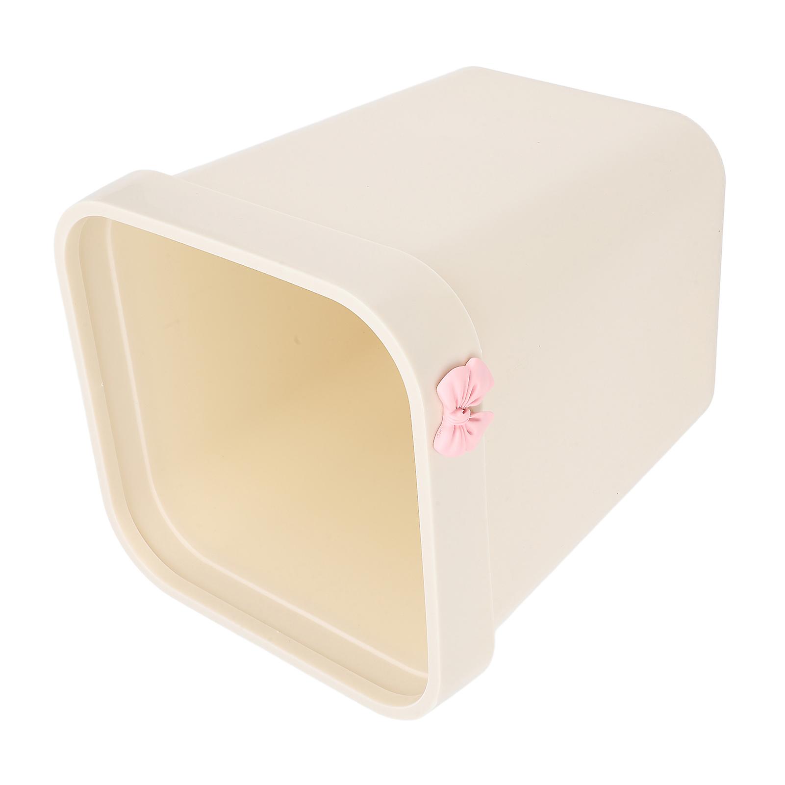 Open Top Trash Can Cream White Large Capacity Thick Plastic Bin