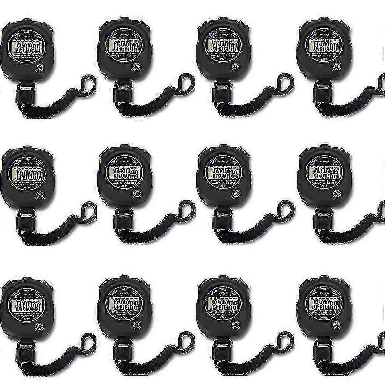 12 pack Multi-function Electronic Digital Sport Stopwatch Timer, Large Display with Date Time and Alarm Edition 529