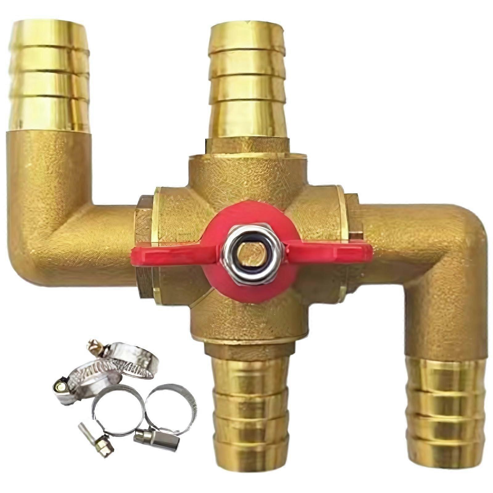 5/8 Inch Heater Control Valve With Switch Copper Car Ball Valve Automotive Heater Bypass Fitting Solid 4.6x4.3x2.4 In