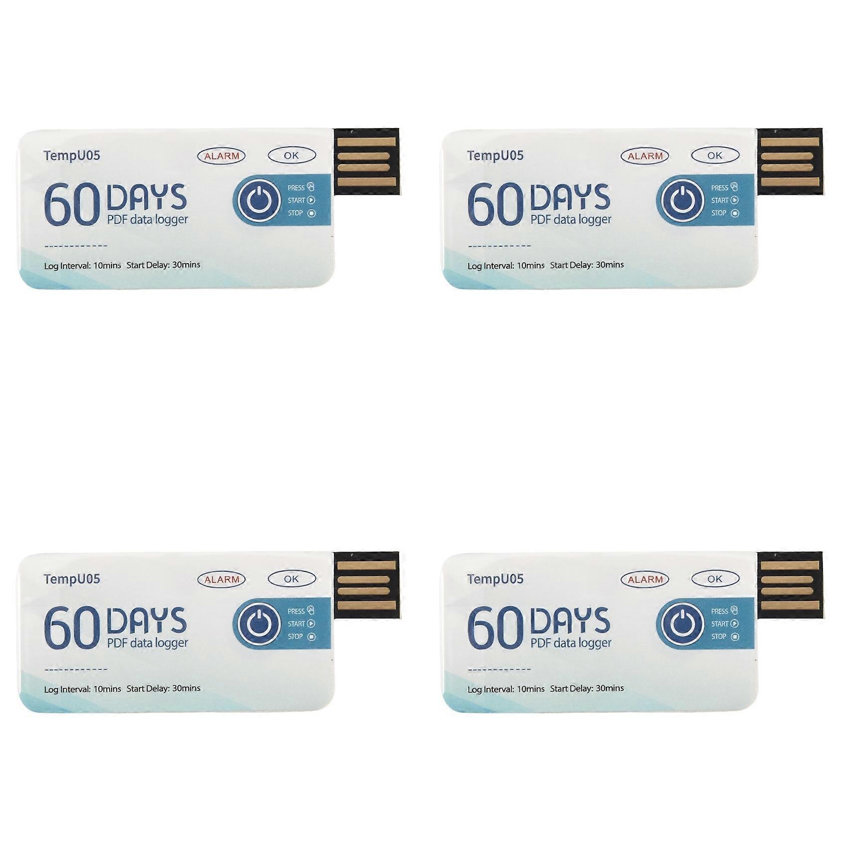 4X Temperature Data Logger TempU05 60 Days PDF Report Temperature Recorder Single Use USB Temperature Record Instrument