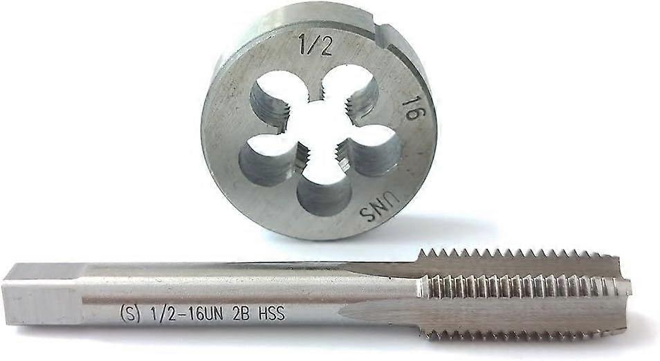 1/2-16 Tap And Die Set, UN Machine Thread Tap And UNS Round Thread Die Right Hand HSS Tape