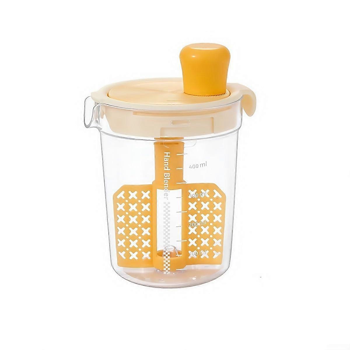 Kitchen Sauce Mixer With Eggbeater And Integrated Scale, Fine Filter Holes, DustProof Lid, Yellow