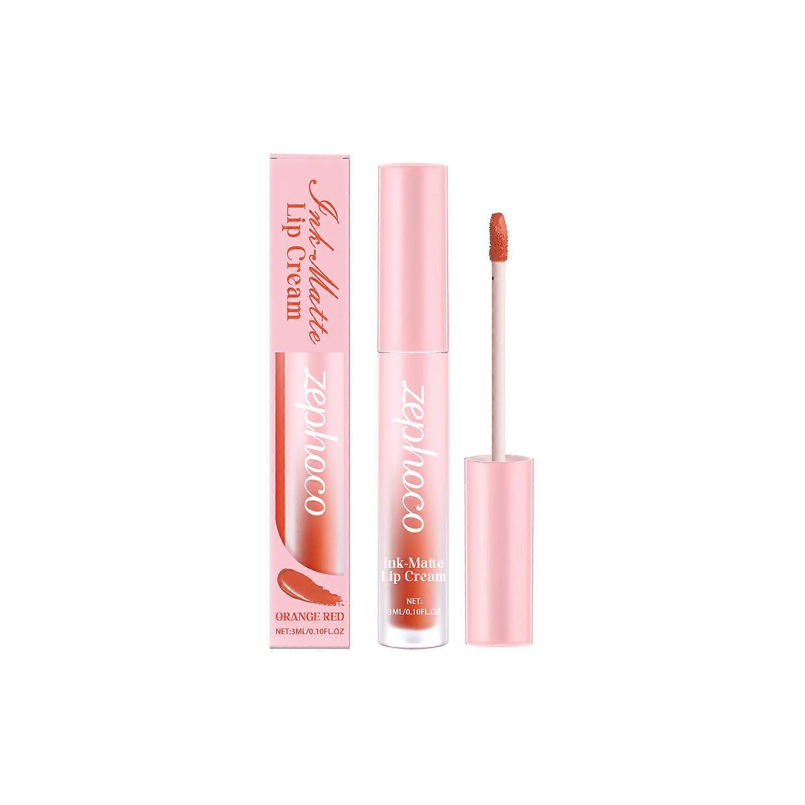 Zephoco Orange-Red Matte Lip Gloss Moisturizes And Hydrates The Lips For A Long Time, Does Not Stick To The Cup, And Is A Natural, Moist And Color-Cha