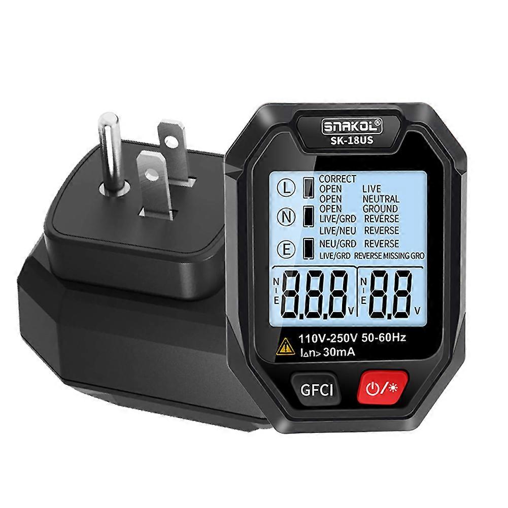 Intelligent Socket Tester Handheld Voltage Tester RCD Leakage Detection Tool LCD Display with Voice Broadcast Automatic Shutdown Function for Home Of