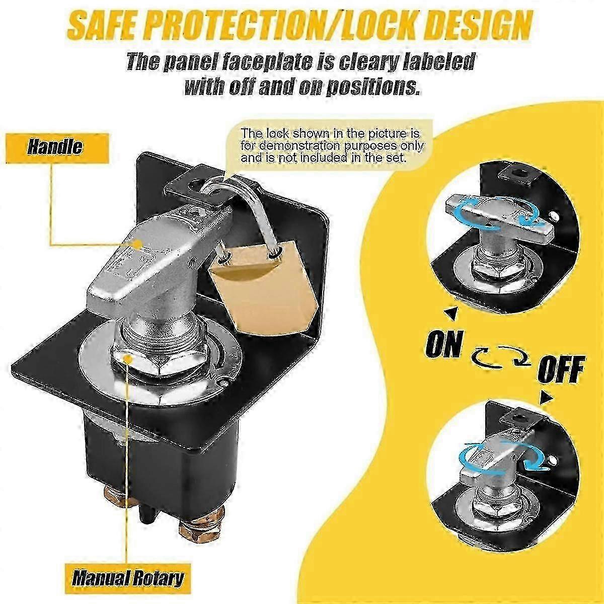 12 - 36V 500A High Current Battery Disconnect Switch with Lock - Out ...
