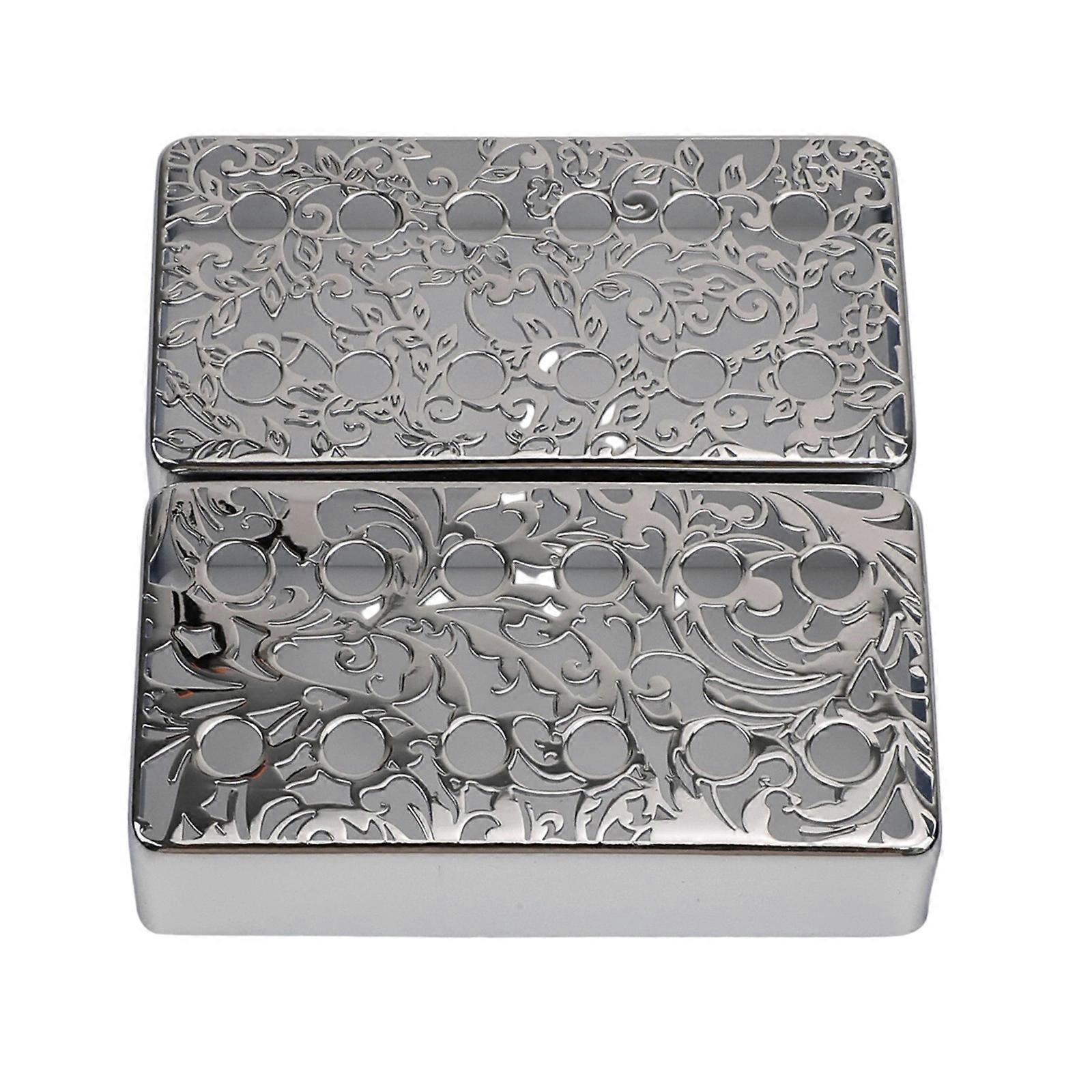 Elgitarr Pickup Metallhölje Hals Pickup Cover Gitarr Humbucker Shell Mässing Textur Perfekt för Elgitarr Silver