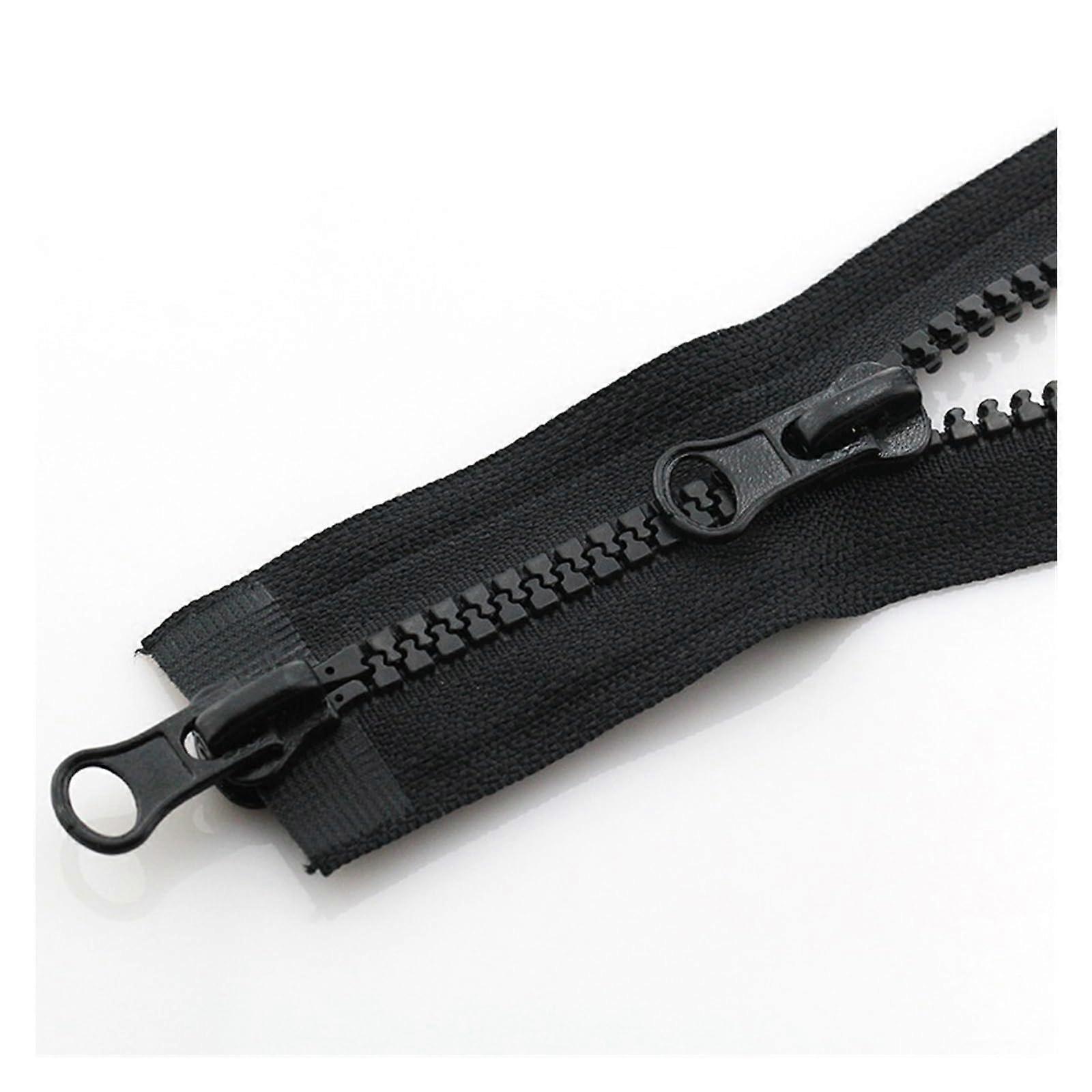 5 Pcs Zipper Set OpenEnd TwoWay Auto Lock Double Sliders 80/90/100/120/150 Cm For Jacket DIY Sew Black 90CM_5#