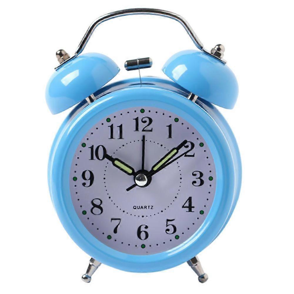 digital 3d double bell clock chime clock loud alarm clock battery power 3inch blue