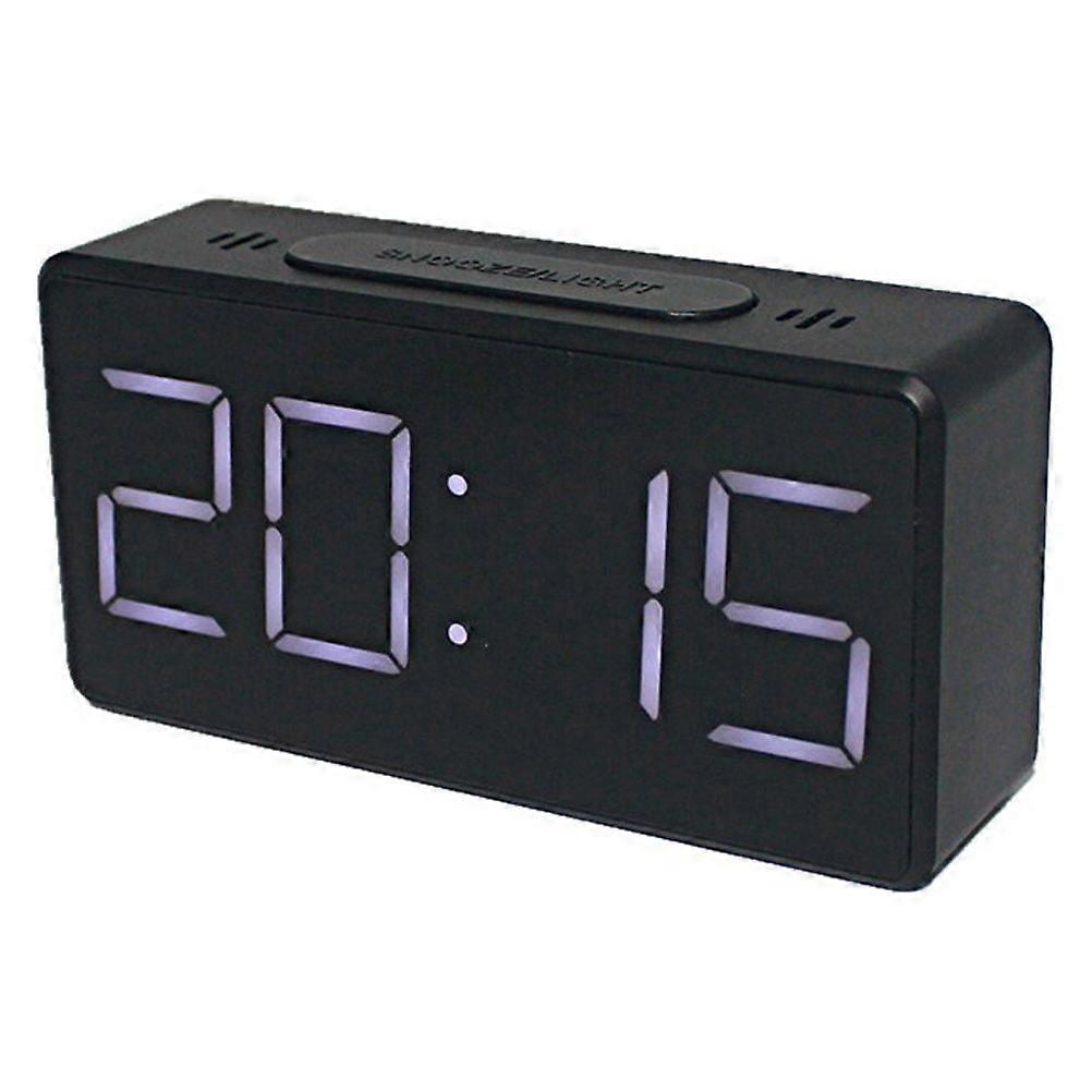 LED Simple Electronic Clock Alarm Clock Bedside Clock Mirror Clock No Battery Included(Black)