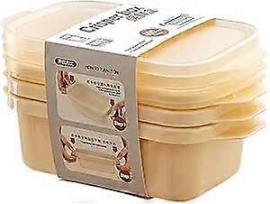 Rectangle Plastic Food Storage Box With Lids 3Pack 600ml Per Box Reusable Meal Prep Containers Light Yellow