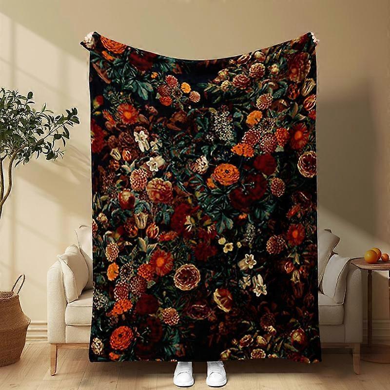 Floral Pattern Blanket, Soft Comfortable Throw Blanket, Cool Bedroom Bedding Blankets, Warm Napping Blanket for Home Office Travel Camping