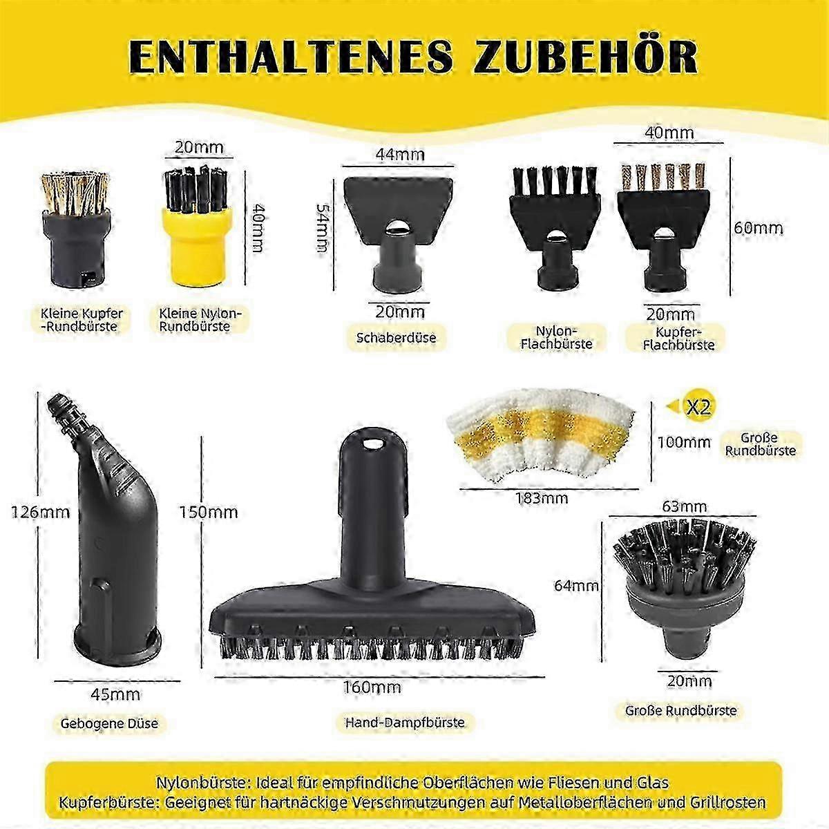 10-Piece Accessory Set for Steam Cleaners SC1, SC2, SC3, SC4, SC5 - Includes Nozzles, Brushes, and 2025