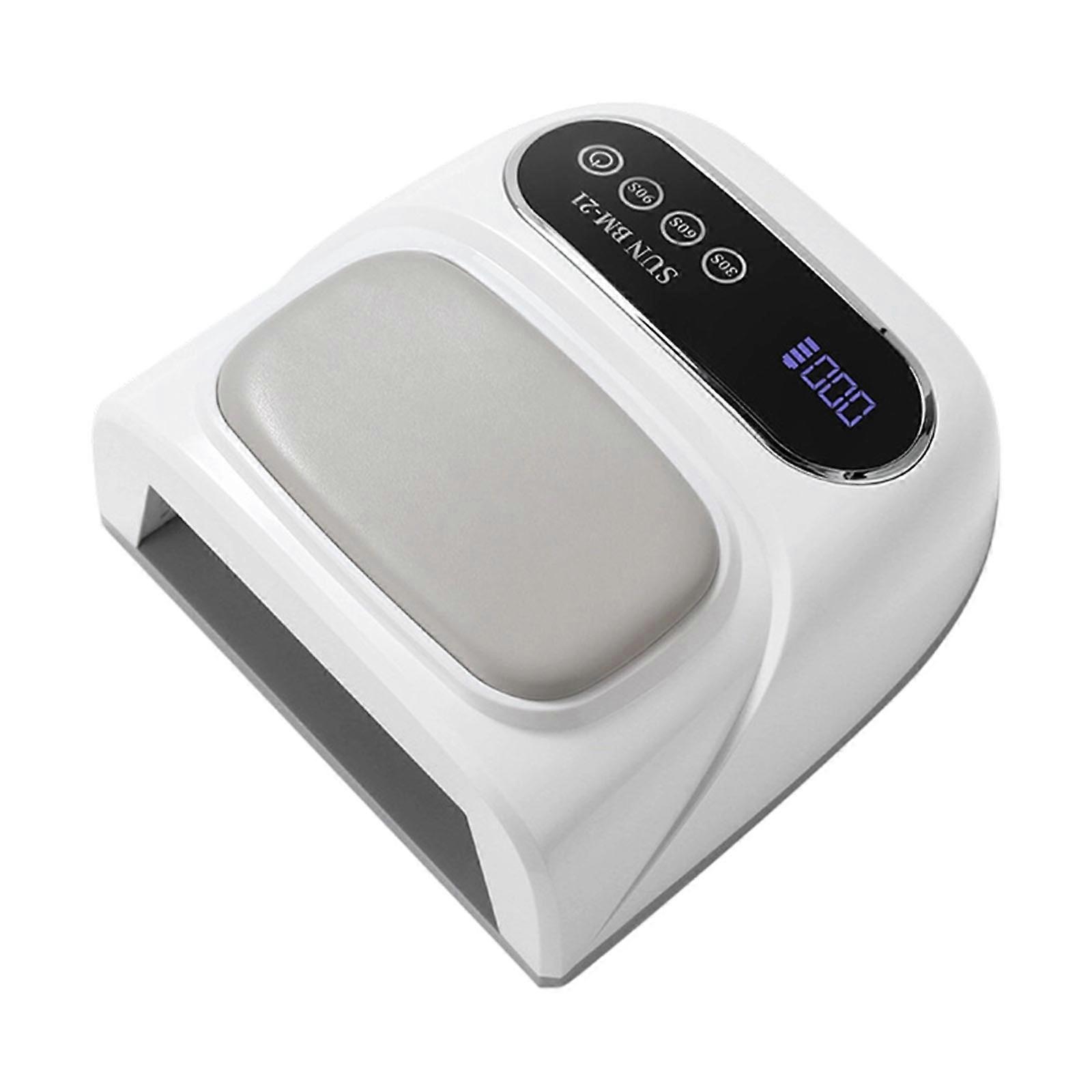 Portable Rechargeable Nail Lamp With Ergonomic Hand Rest Powerful Cordless Gel Polish Curing Light For Home Salon Use  White