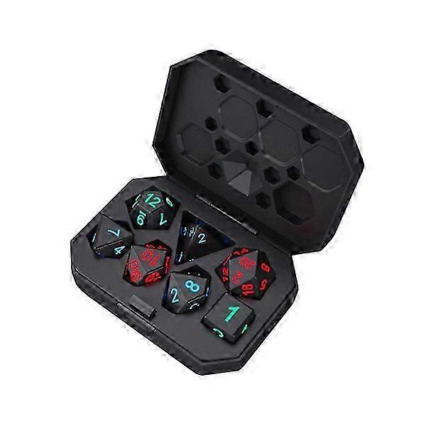 Half Price RPG Polyhedral Dice Set Rechargeable Waterproof Charging Box ABS High Quality Black 10 X 7 X 3 Cm Durable