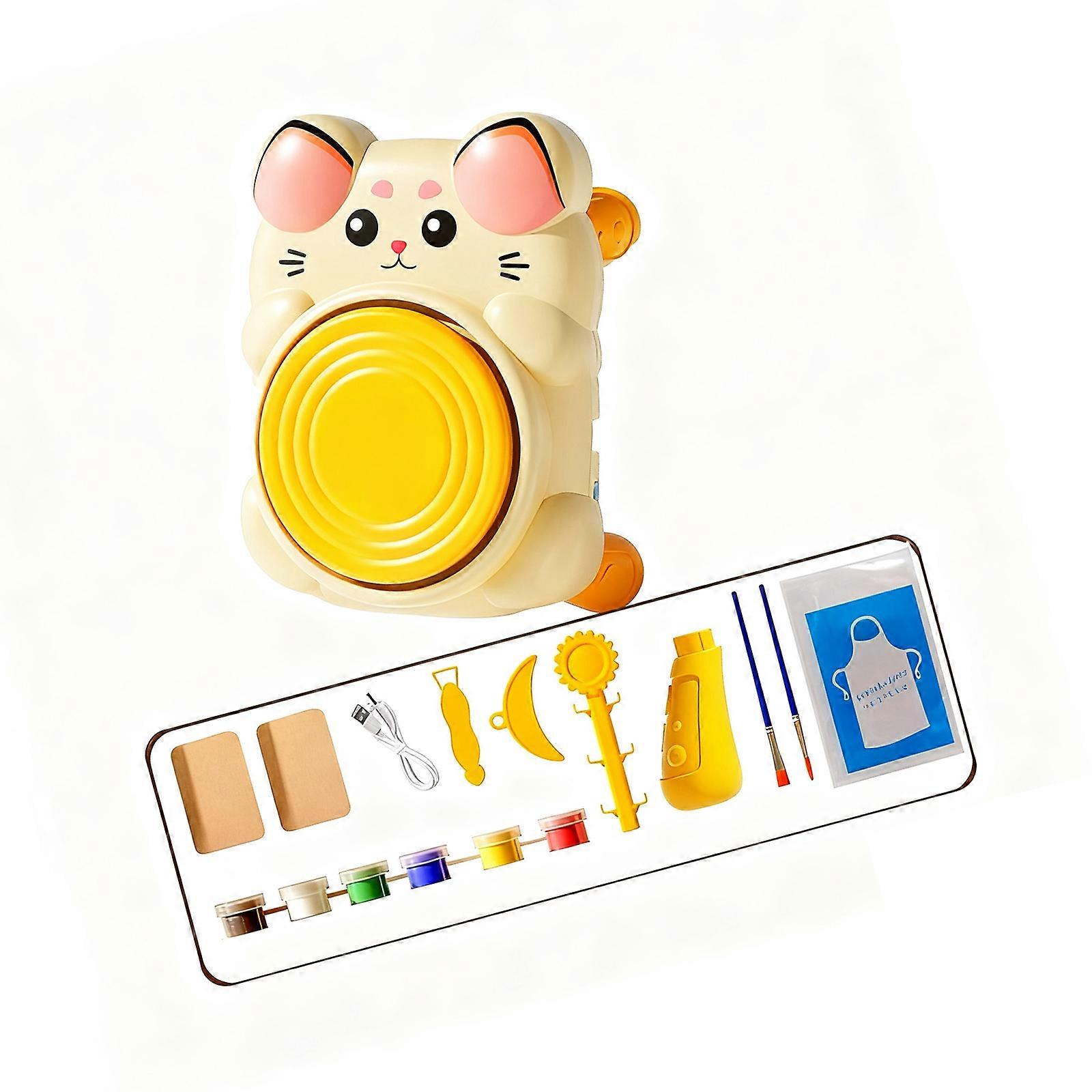 Craft Clay Art Set with Rotating Wheel Quiet Operations Educational Creative Activity Set Multicolor