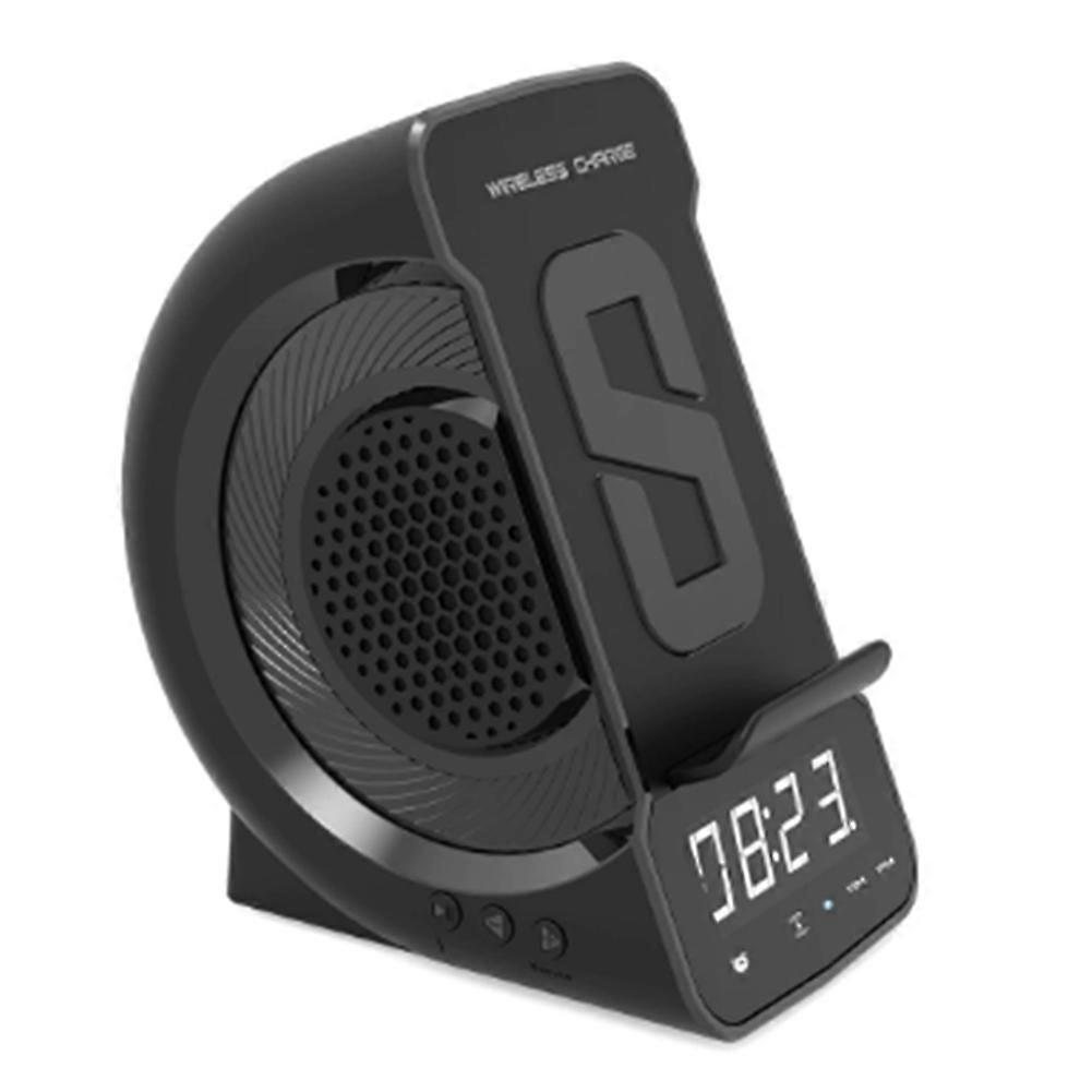 3 in 1 Wireless Bluetooth Speaker Fashion Portable Outdoor Speaker with LED Display Alarm Clock and Fast Charger