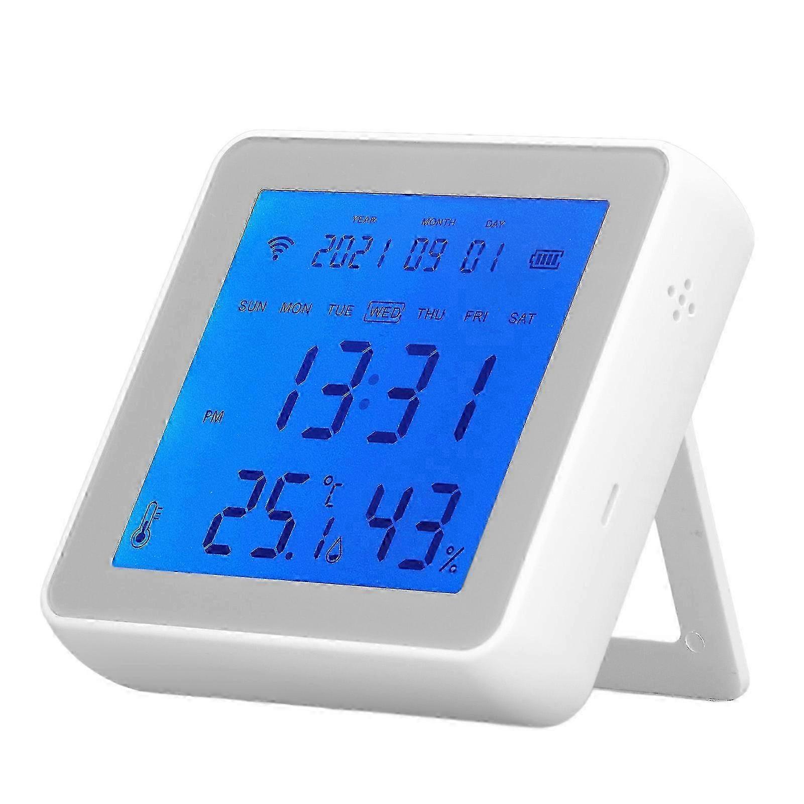 Temperature Humidity Monitor Voice Control Backlight Alarm Clock Smart Digital Humidity Sensor for TUYA