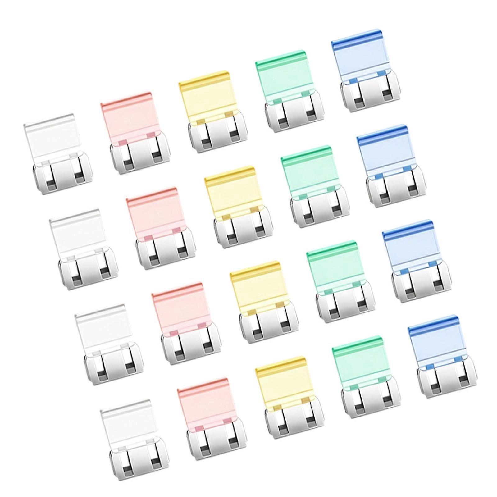 20Pcs Candy Colored Push on Clips Anti Slip Plastic Document Clips for School Office Document Reports Paper Management Multicolor