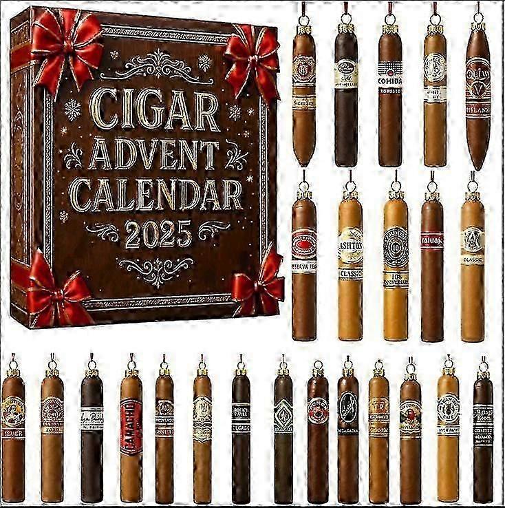 2025 Christmas Advent Calendar - 24 Days Countdown Calendar Classic Cigar Countdown Calendar Blind Box Acrylic Ornaments, Reusable Christmas Tree Deco