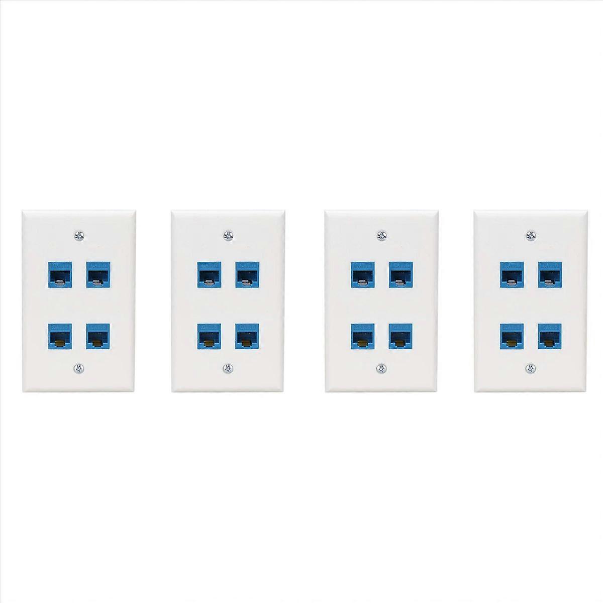 4X Ethernet Wall Plate 4 Port Wall Plate Female-Female Compatible with for Cat7/6/6E/5/5E Ethernet D