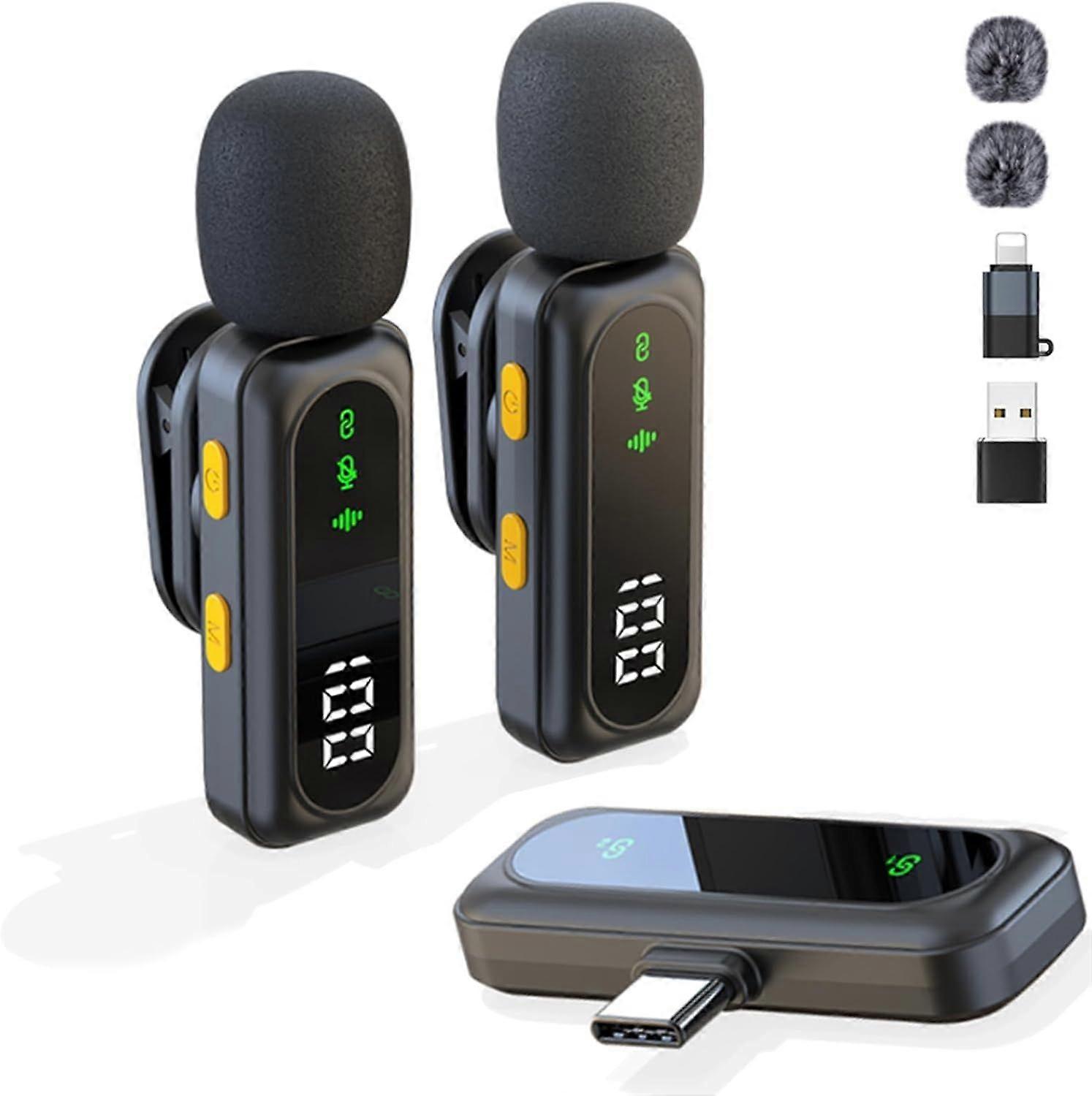 Wireless Lavalier Microphone,Video Recording Clip-on Mics with Rotatable Clip&Denoise Recording