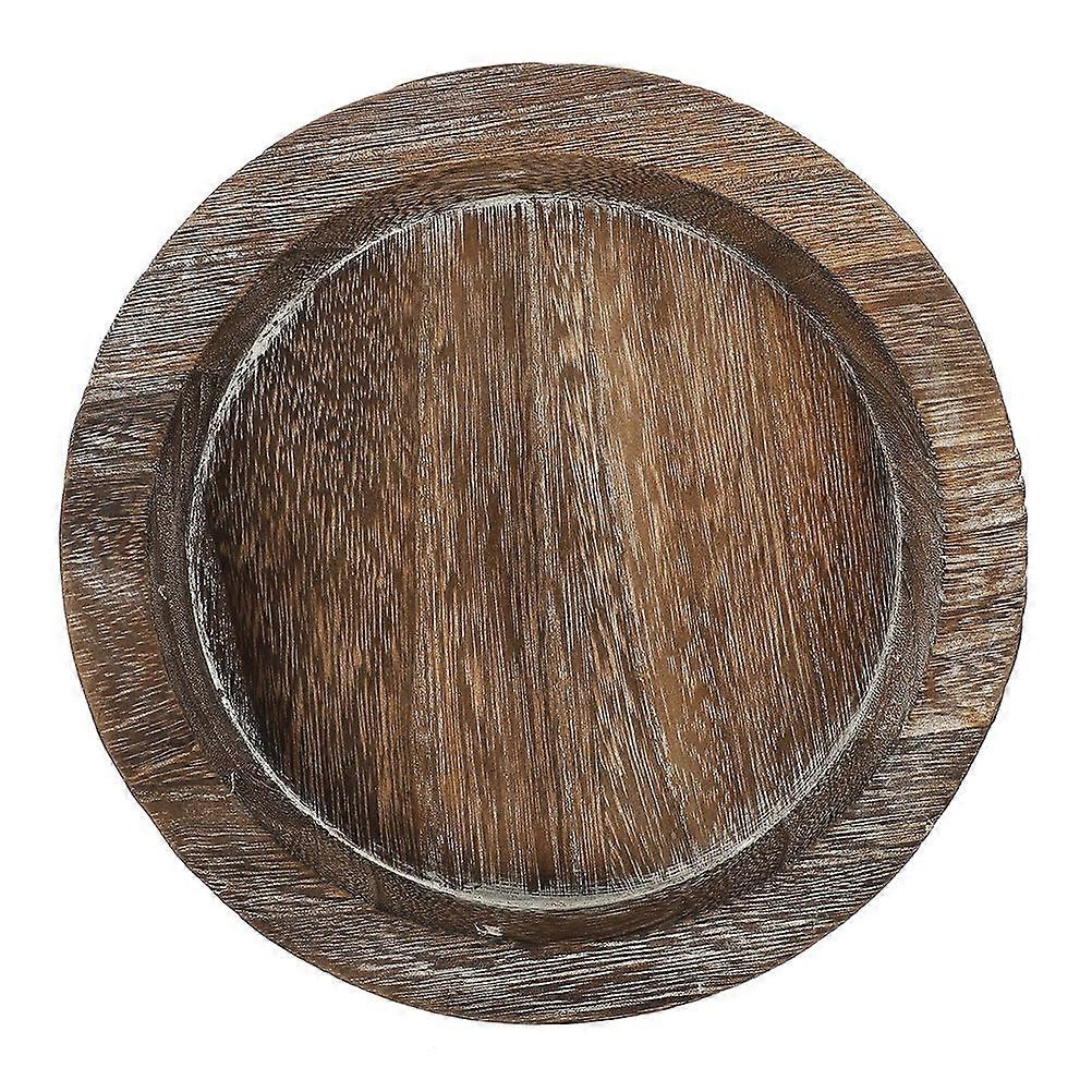 Round Wooden Serving Tray for Dining Table Centerpiece Decor 1 Set Simple Holder for Coffee Table Home Decorative Tray
