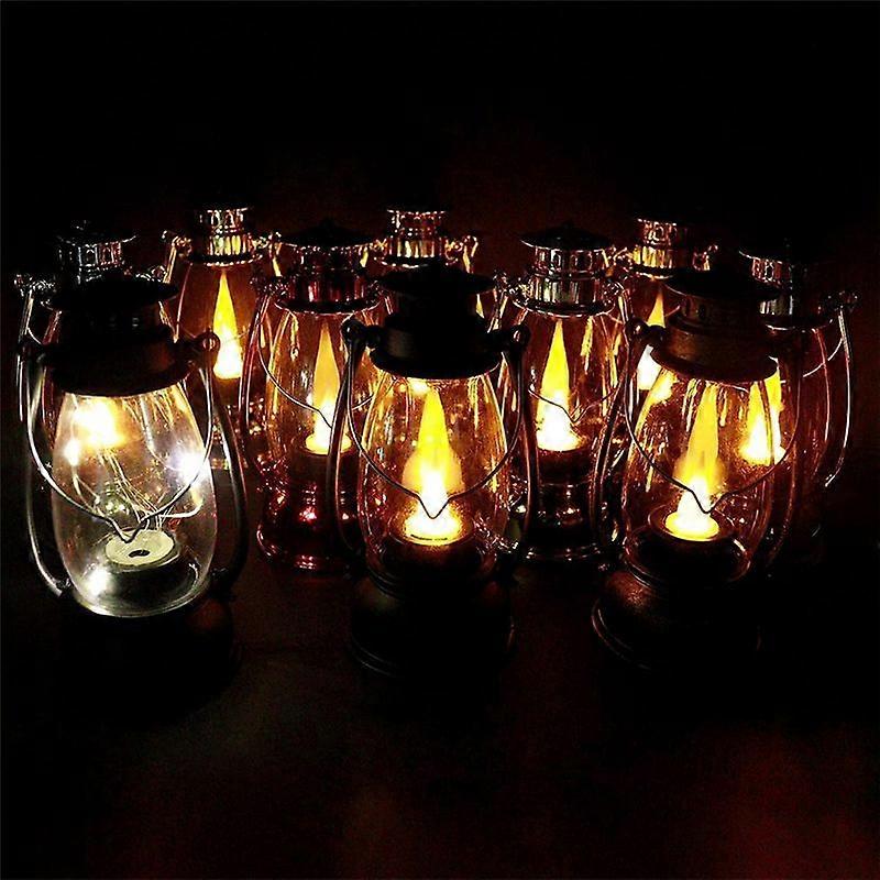 12Pcs Mini Lantern with Flicker Candles Lanterns for Home Deco Black