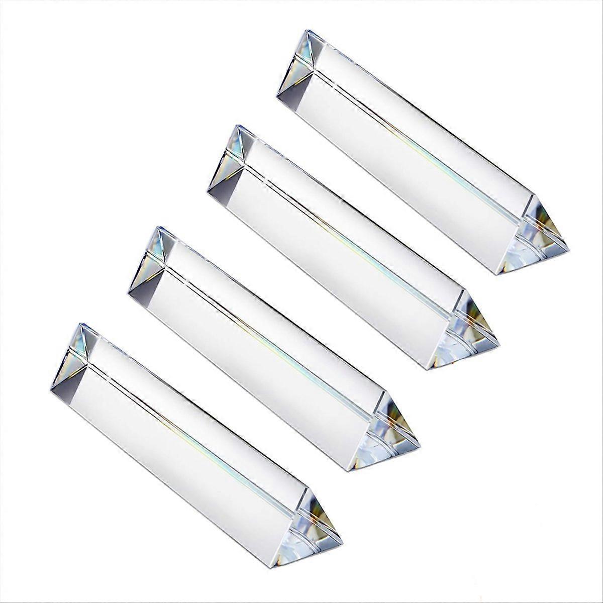 4pcs 6 inch Clear Optical Lens Glass Triangular Prism