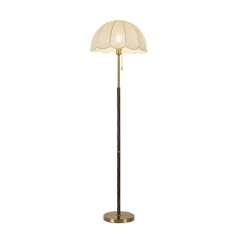 Modern Fabric Shade Floor Lamp with Builtin Table, Adjustable Color Temperature, Storage Shelf