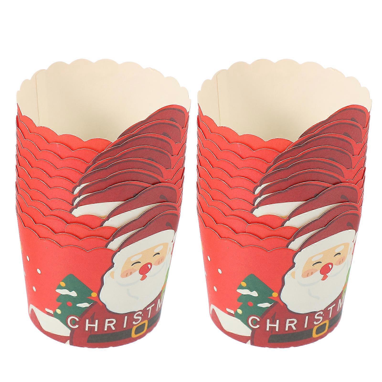 50pcs Xmas Printed Pattern Cupcake Wrappers Muffin Paper Cups Wrapping Paper Cups