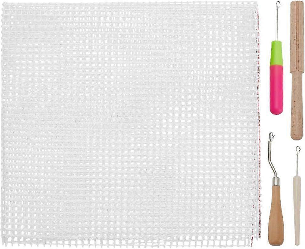 1 Set Latch Hook Carpet Tools Kits Including 2 pcs Iron Bent Latch Hook 1 pc Rug Mesh Fabric 1pc Stick Cutter 1 pc Hair Needle Threader Crafts Supplie