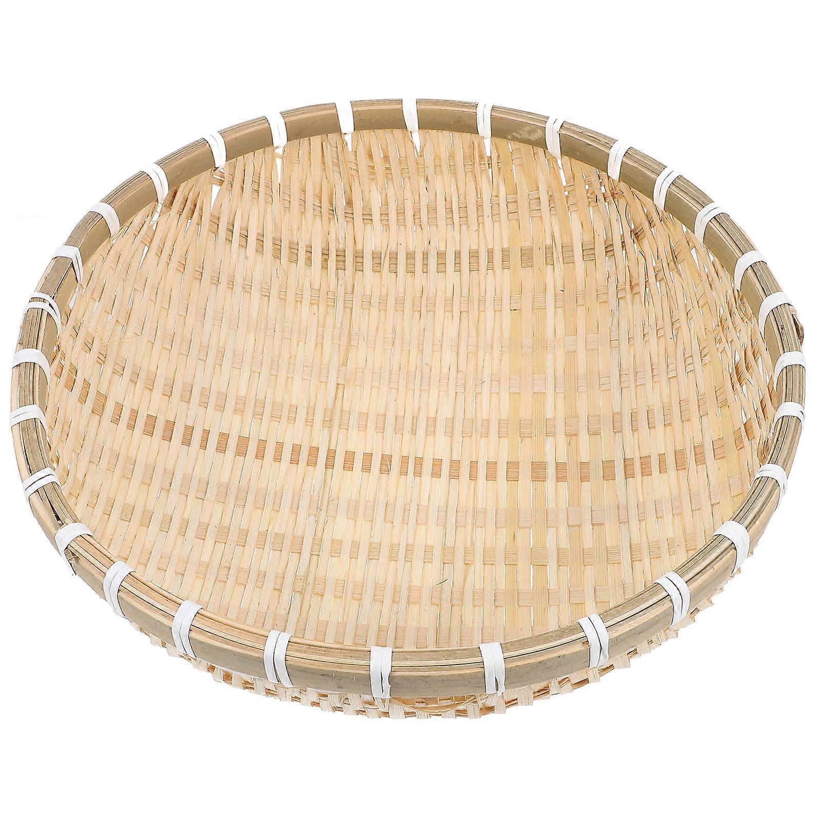 Round Bamboo Fruit Basket for Home Use with and Water Drainage Function 1Pcs