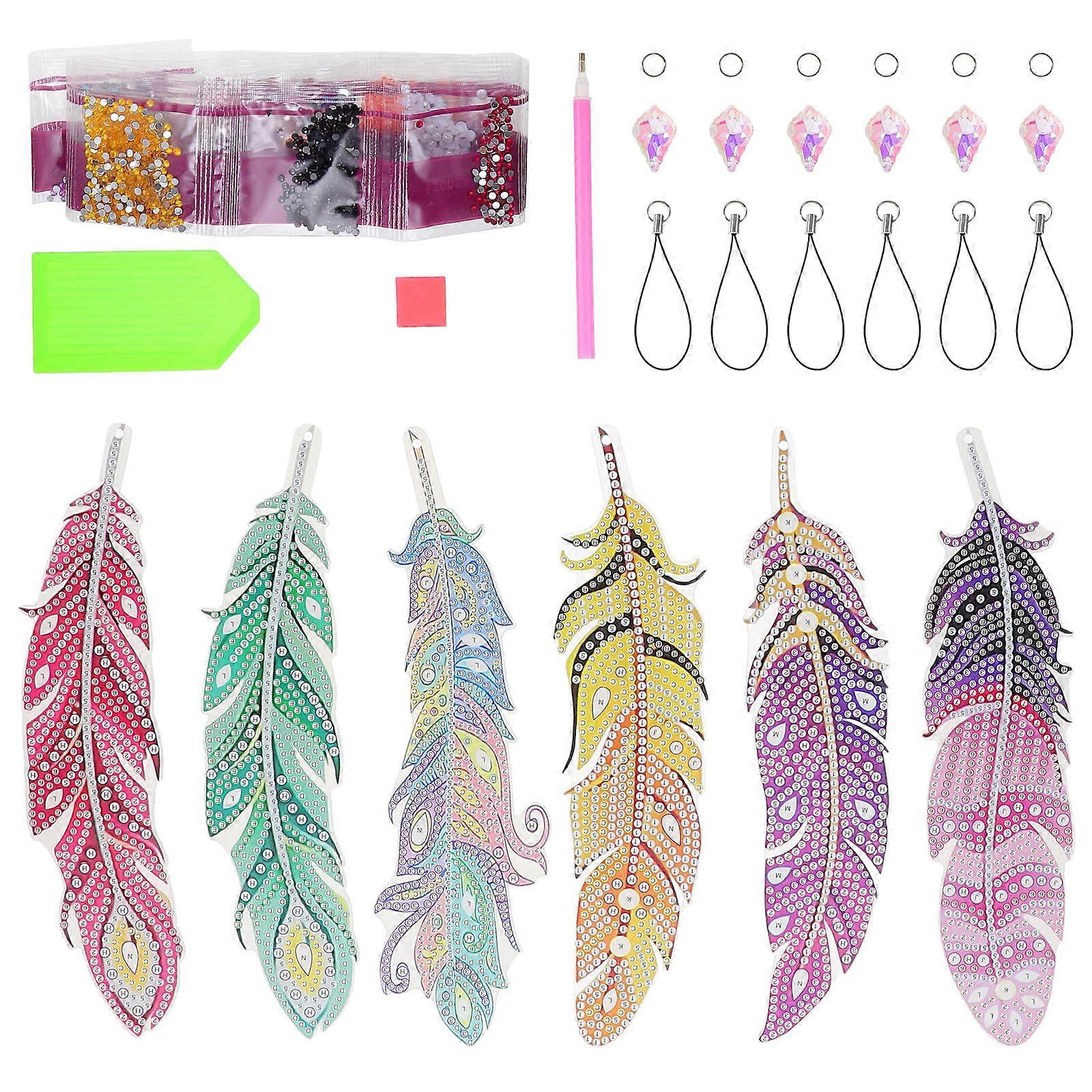 Diamond Art Bookmarks DIY Gift for Reading Use Plume Shape 1Set