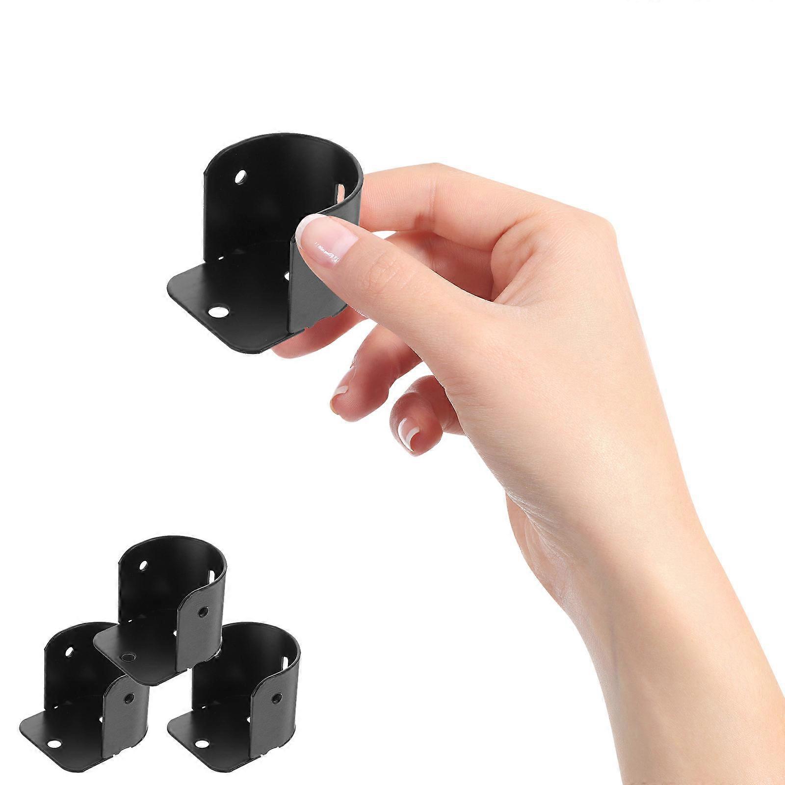 Supporto per asta da parete in ferro nero, accessori per lavanderia, 4 pezzi, design semplice a tinta unita