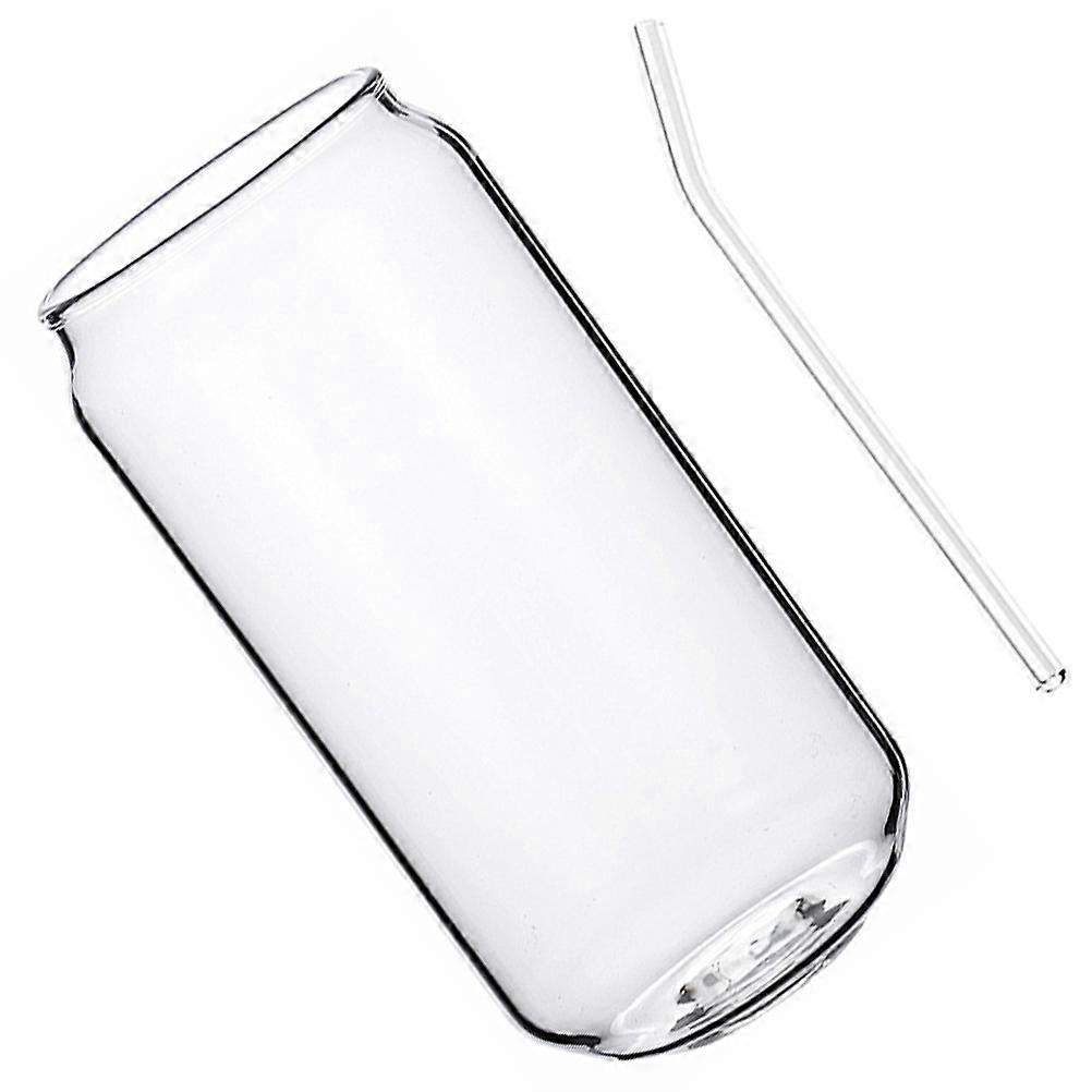 Sturdy Glass Cup for Drinking Use 2Sets of Transparent Milk Water Cups with Straw