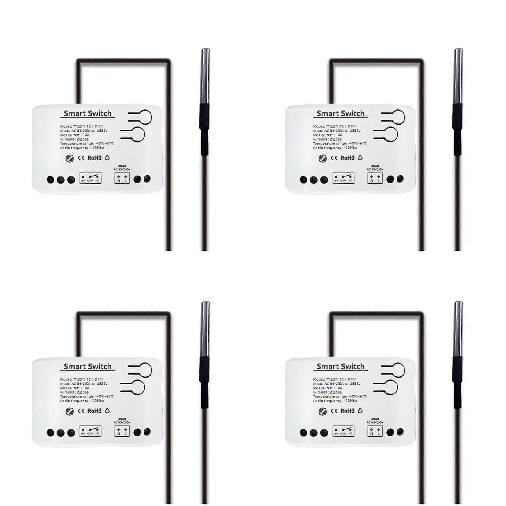 4X Tuya Smart Zigbee Switch with Temperature Sensor Passive Dry Contact Zigbee Relay Work with Home Assistant AC 85-250V