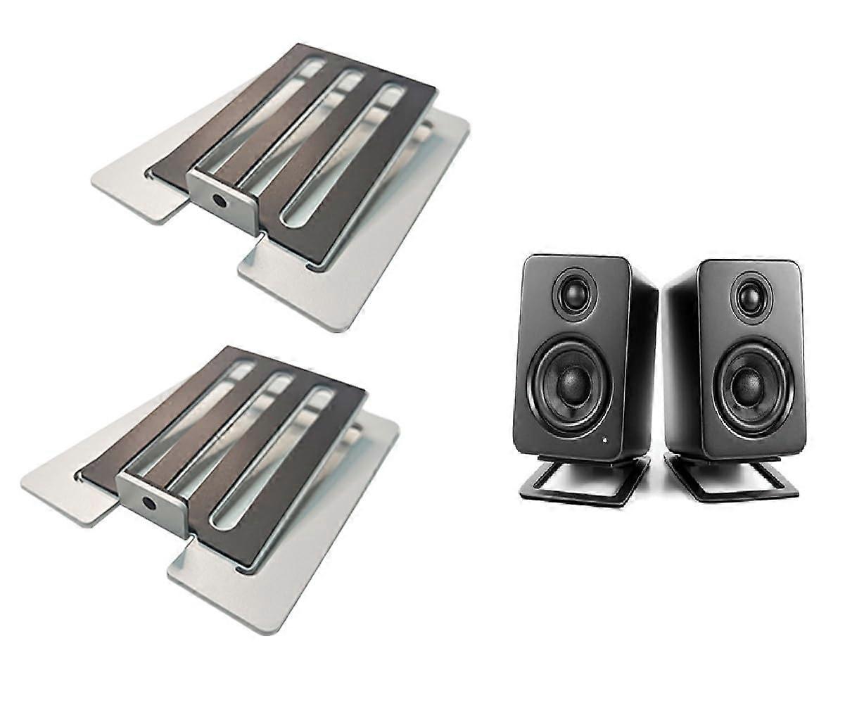 Desktop Speaker Stands 2 Pack with Tilt Adjustment and Foam Pads for Small Studio Monitors Gray
