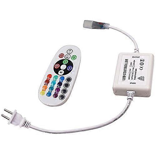 24 Key RGB LED Strip Remote Control for 110V Neon Rope Lights with 16 Colors and 4 Modes