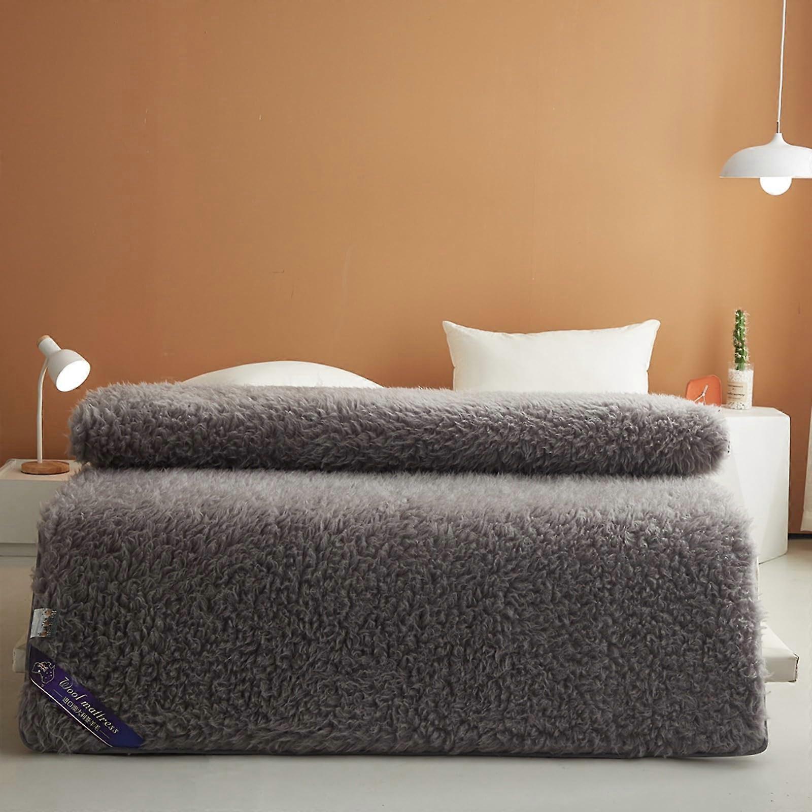 Extra Thick Wool Mattress Topper with Straps, Queen Size Reversible Pad, DualSided Comfort Design