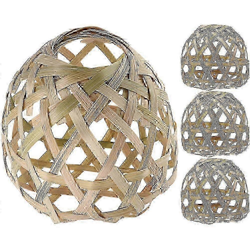 4pcs Woven Bamboo Pendant Light Shade Rustic Style Lamp Cover