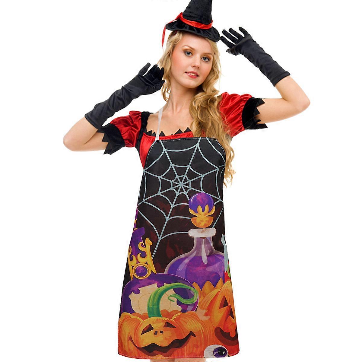 Novelty Halloween Apron Simple Design Kitchen Usage Apron Multi Color Protective 1Set